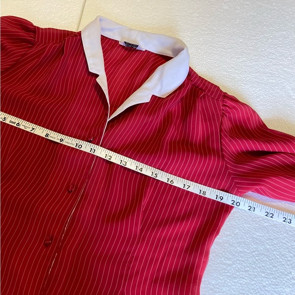 Lirabeth womens button pin stripe blouse sz 12 - Picture 10 of 11